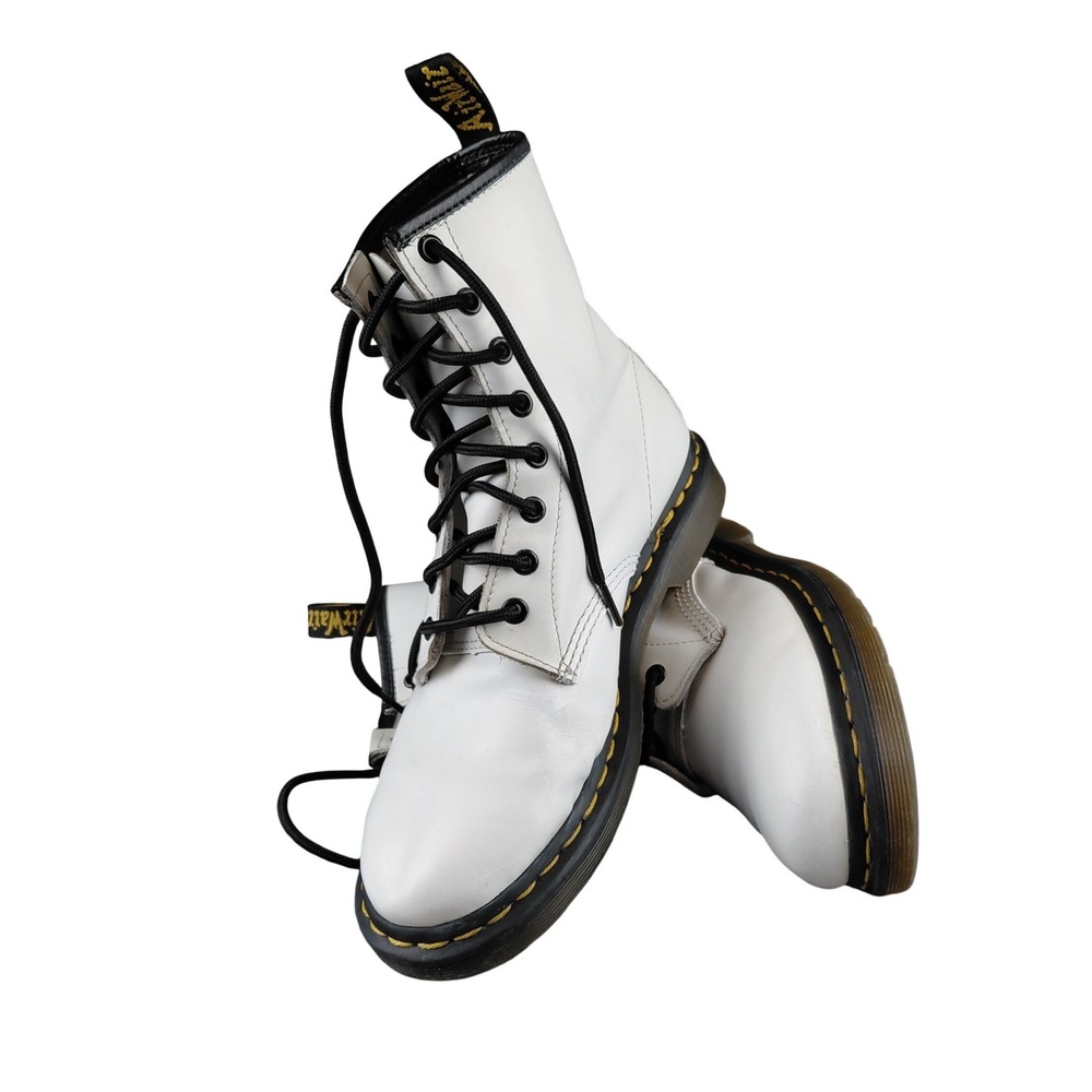 Dr Martens 1460 W‎ White Smooth Leather 8 Eye Combat Boots Womens US 9 1460W